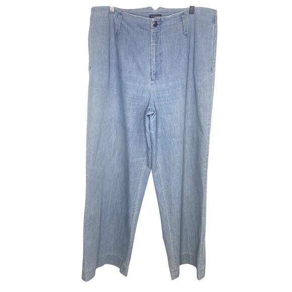 J. Peterman Light Blue Wash High Waist Wide Leg Two Pocket Jeans Size 14 - Picture 1 of 6